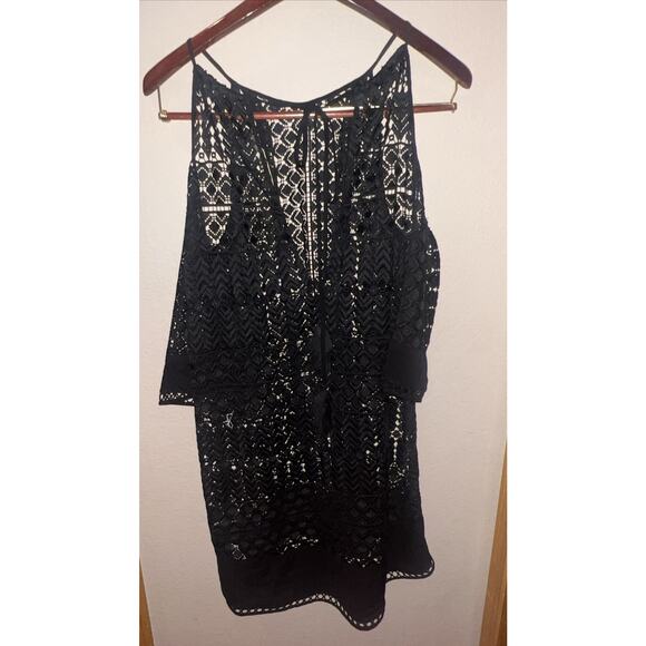Ramy Brook Black Lace Cold Shoulder Swim Cover Up Women’s Size XS/S Keyhole Back - Picture 8 of 8